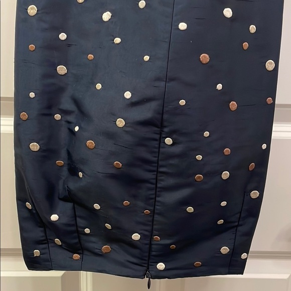 Talbots Pure Silk Polka Dot Ankle Pants Navy Gold & Silver EUC Dressy Evening - Picture 6 of 16